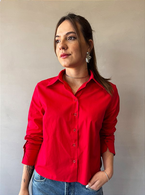 Camisa Vera Manga Longa Vermelha