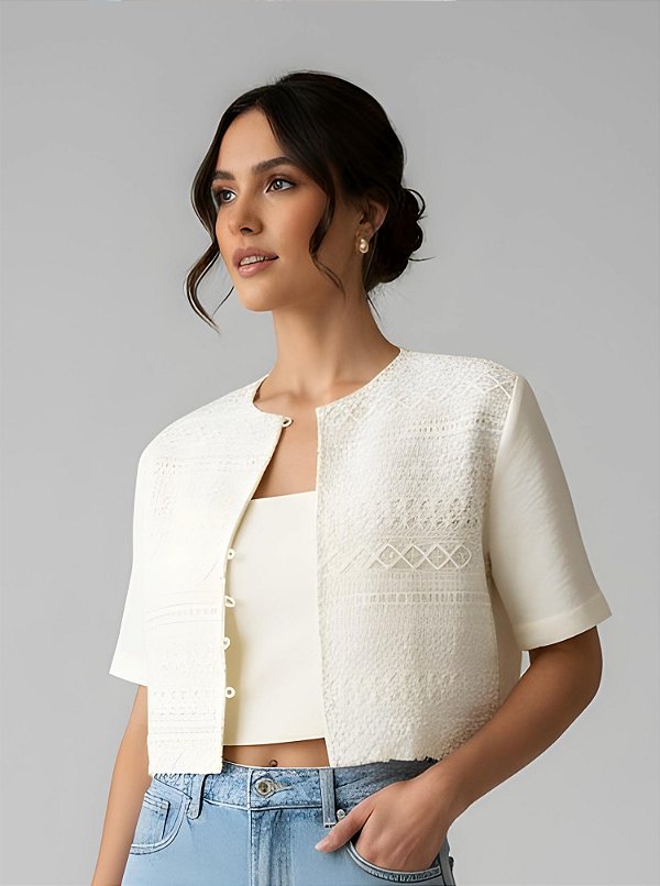 Coordenado Mariana Alfaiataria Twill Renda Off White