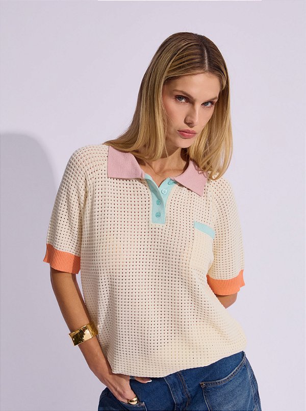 Blusa Francisca Polo Tricot Natural