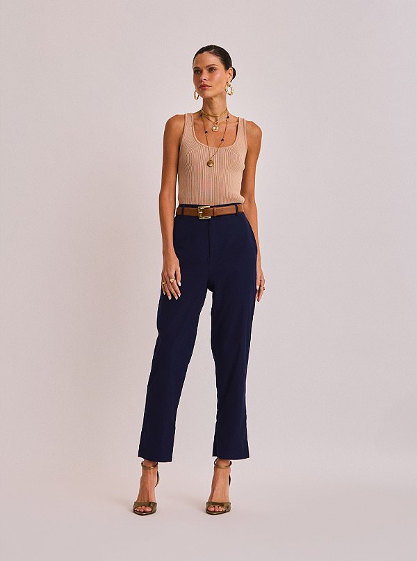 Calça Hilda Alfaiataria Sarjada Marinho