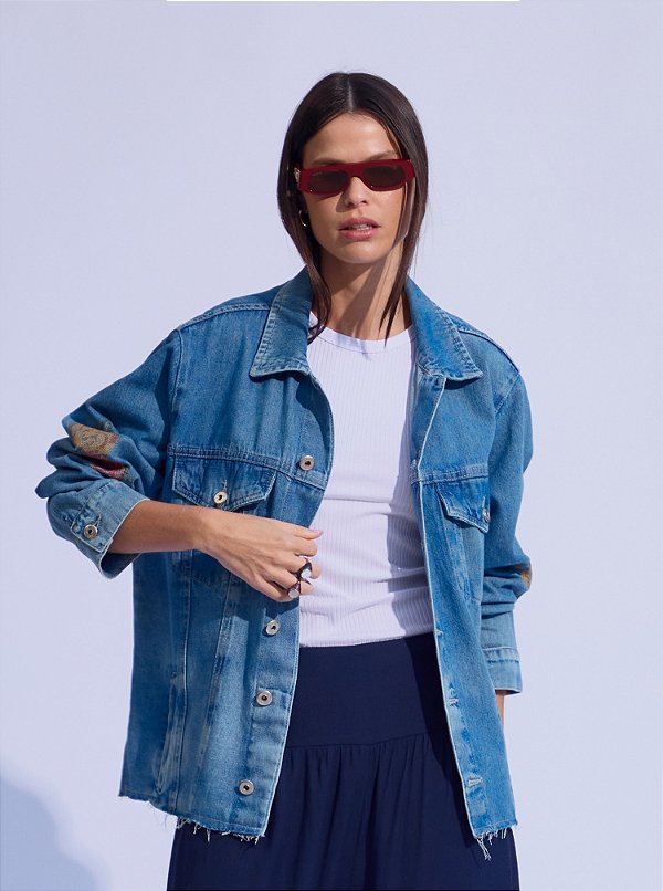 Jaqueta Jeans Helena Max Azul