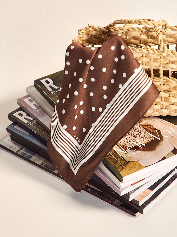 Lenço Carol Acetinado Estampado Poá