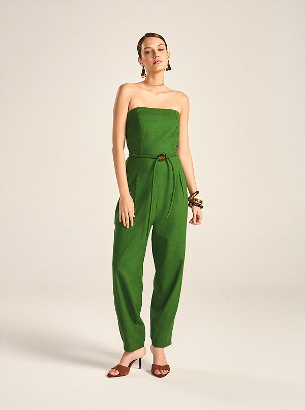 Macacão Inês de Linho Ballon Verde