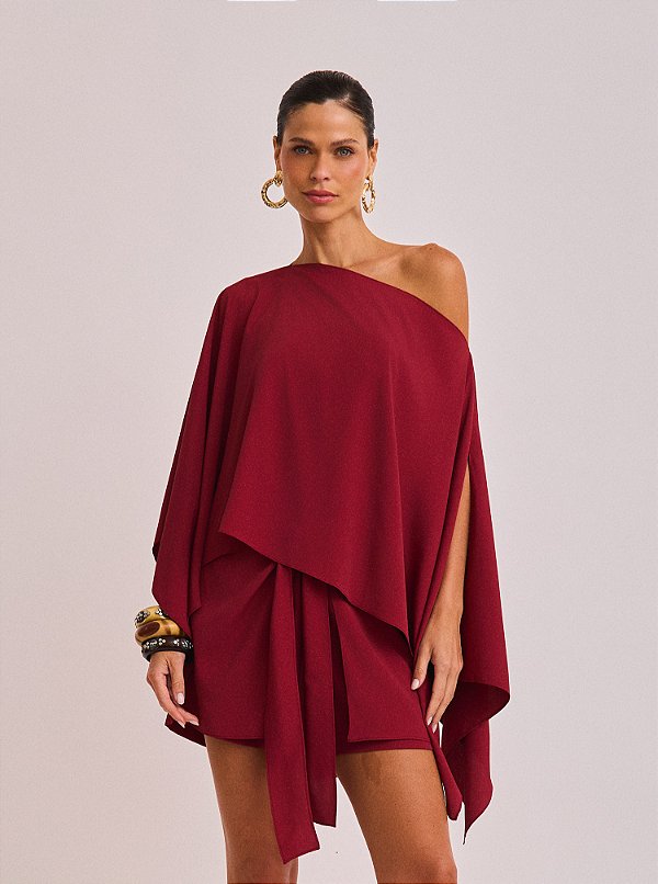 Conjunto Luiza de Crepe Amplo Vinho