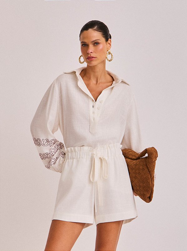 Coordenado Daniela de Linho em Viscose Off White