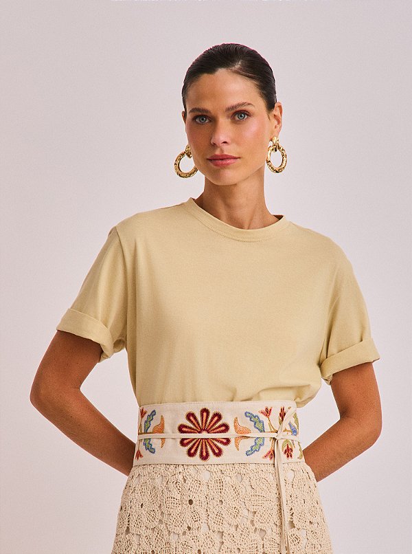 T-shirt Julia de Malha Bege