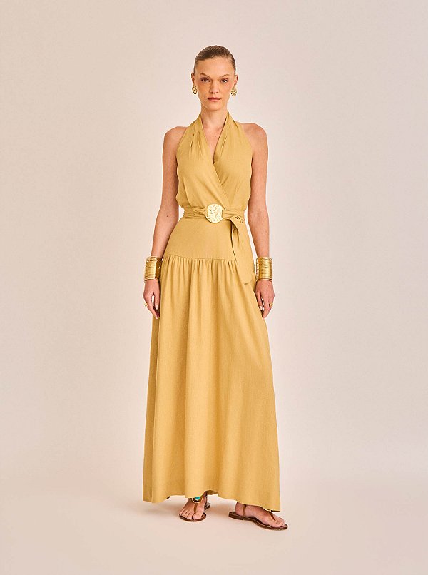 Vestido Midi Zoe de Visco Linen Caramelo