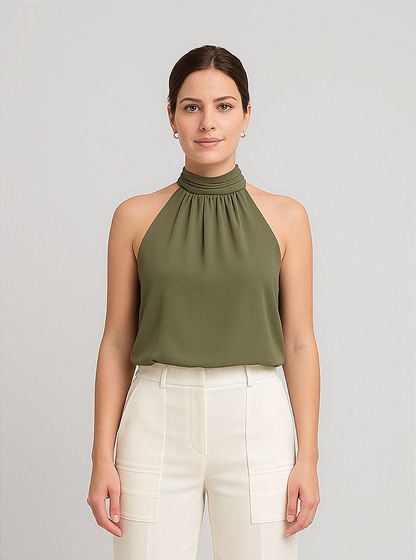 Blusa Aline de Crepe Verde