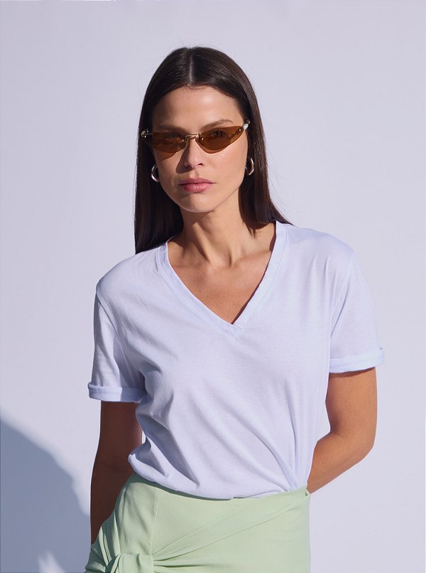 T-shirt Imara de Malha Decote V Branca