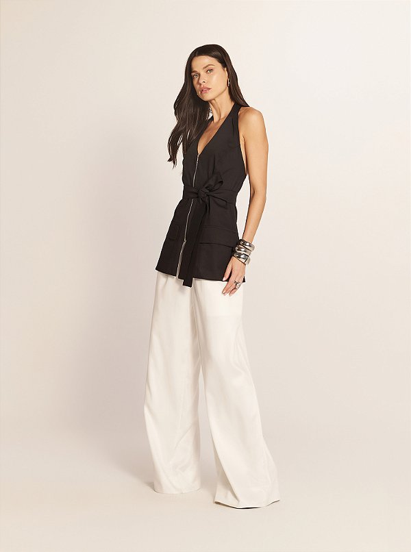 Colete Elegance Alfaiataria com Bolsos Preto