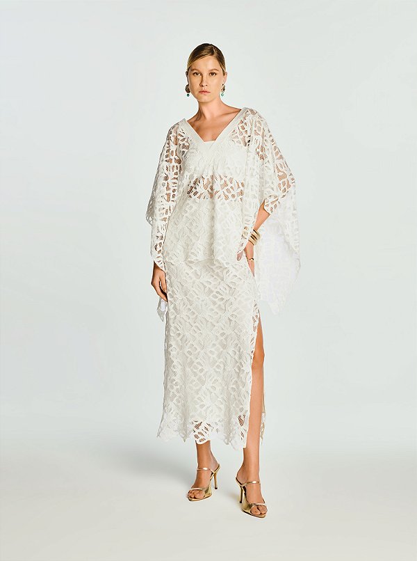 Conjunto Blusa e Saia Lace Renda Off White