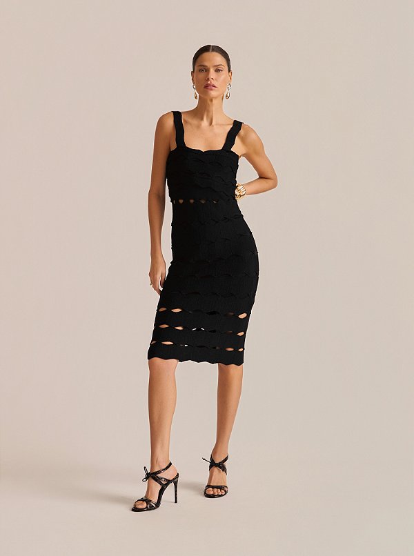 Vestido Midi Tatiane Tricot Preto