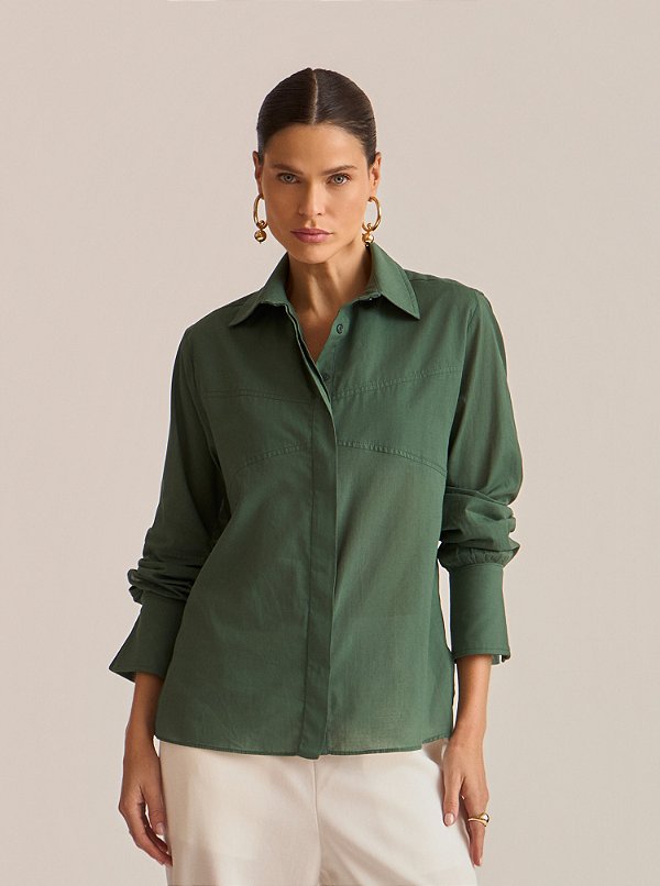 Camisa Sense Recortes Busto Verde