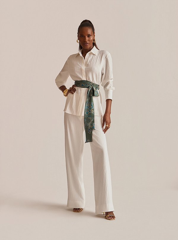 Conjunto Camisa e Calça Ember Cinto Faixa Branco