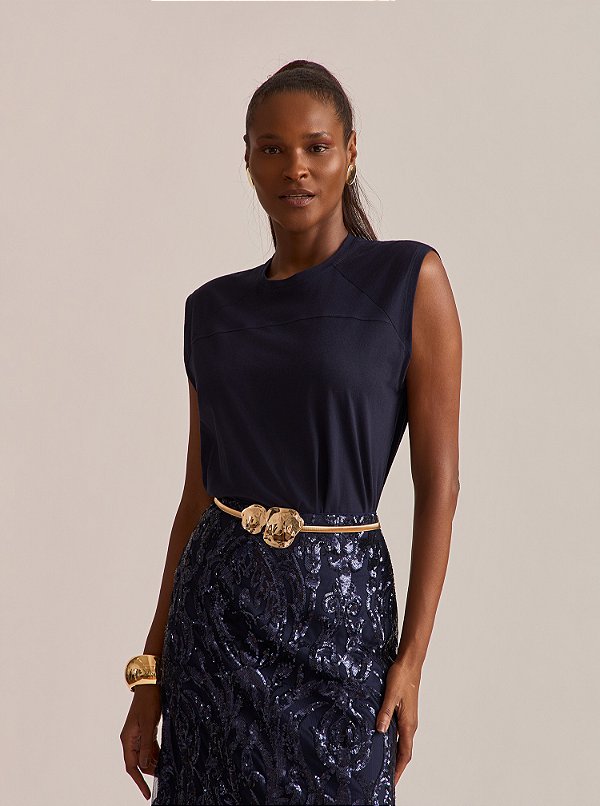 T-shirt Muscle Recortes Marinho