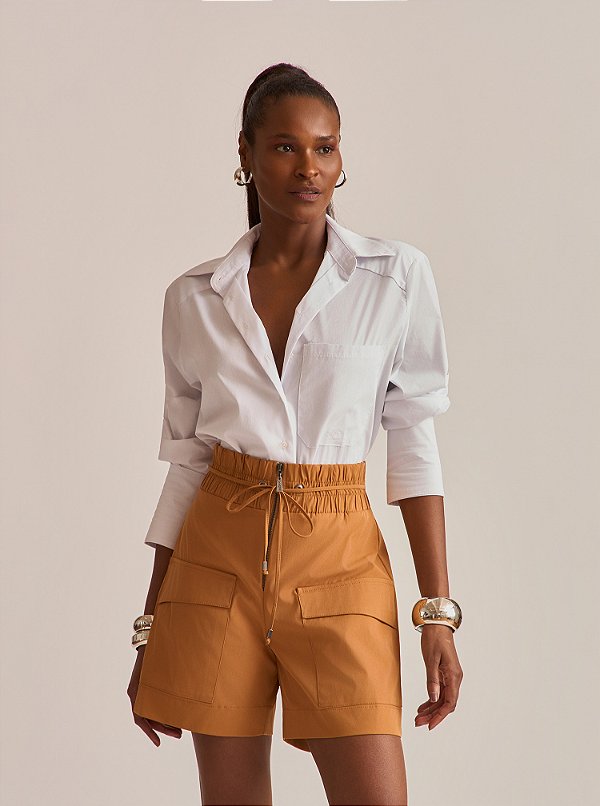 Bermuda Ease Alfaiataria Bolsos Castanha