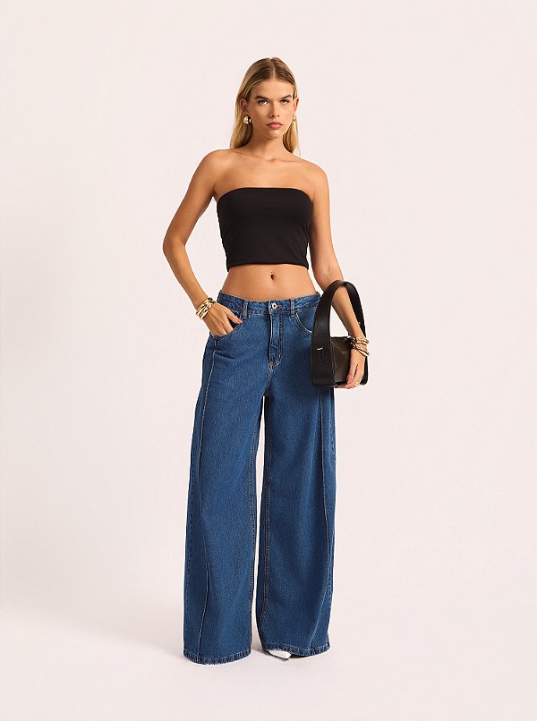 Calça Jeans Wide Leg Blue Steel Azul