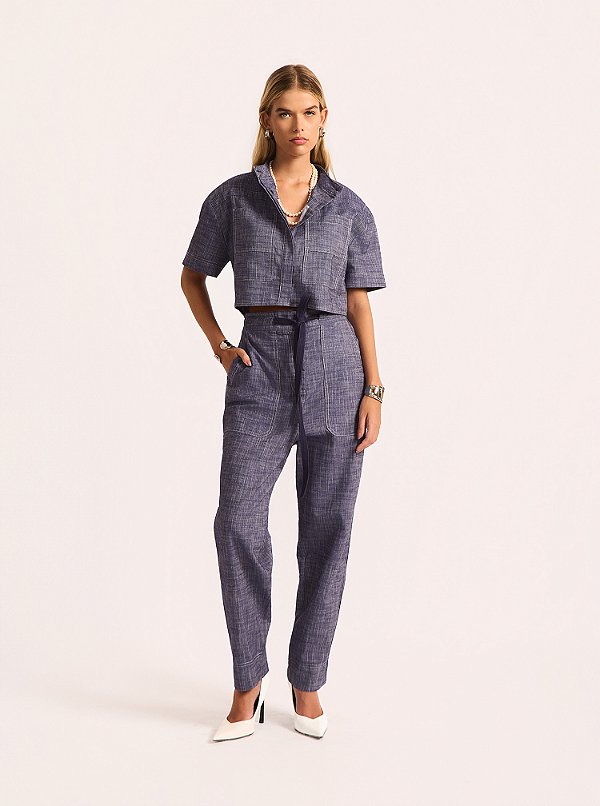 Conjunto Lines Alfaiataria Denim Azul