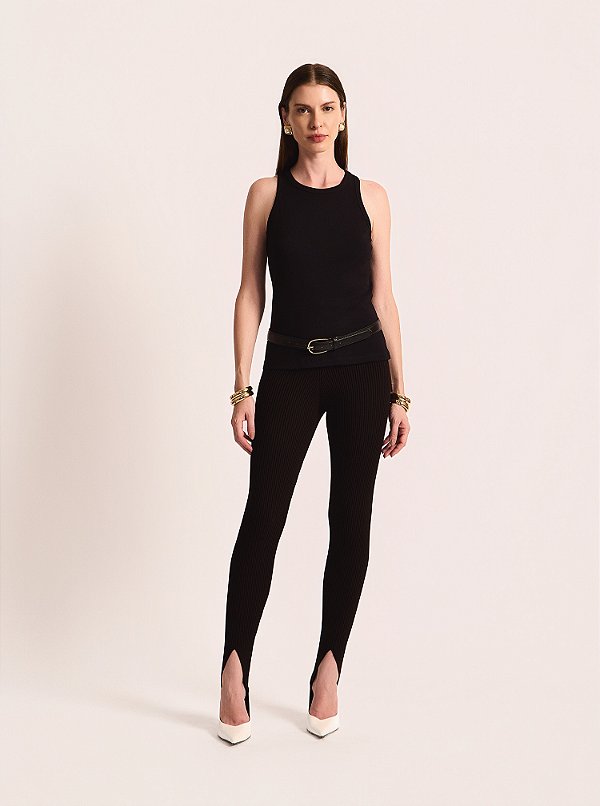 Calça Miss Ajustada Tricot Preta