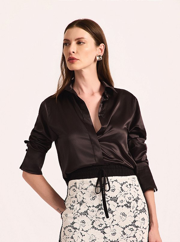 Camisa Seren Cetim Preta