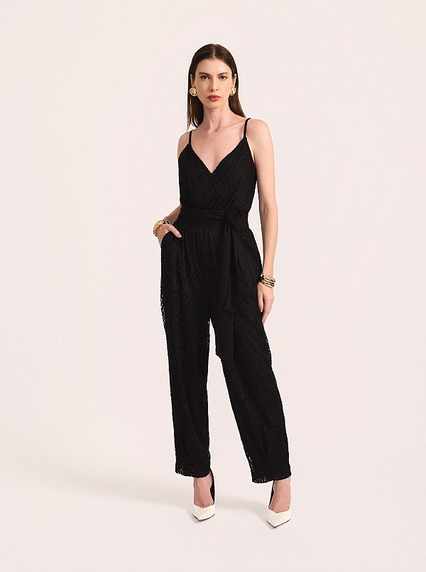 Macacão Pixel Renda Preto