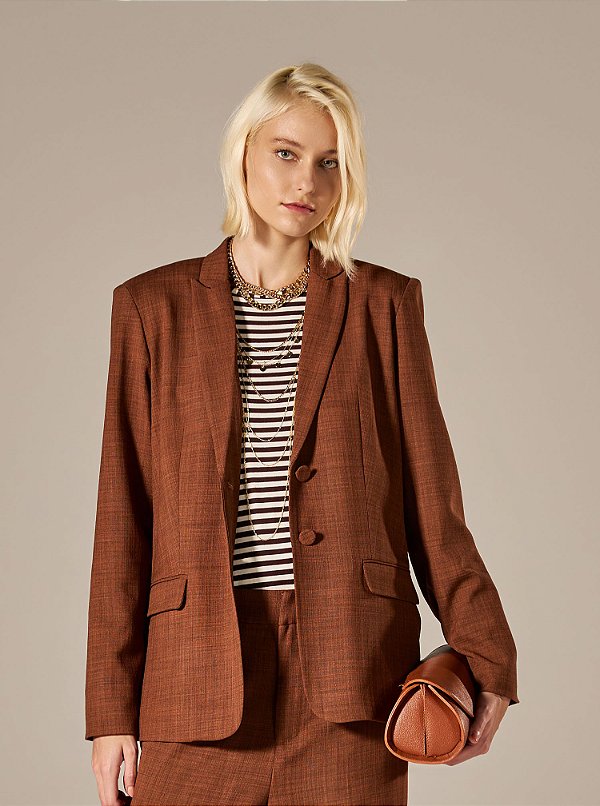 Blazer Alfaiataria Alfazema Marrom