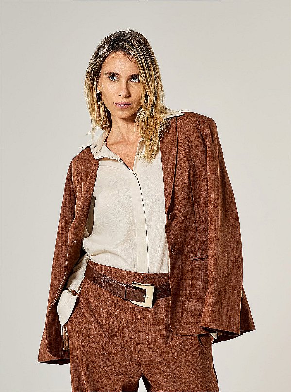 Blazer Alfaiataria Alfazema Marrom