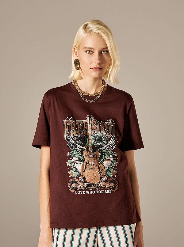 T-Shirt Free Soul Estampada Algodão