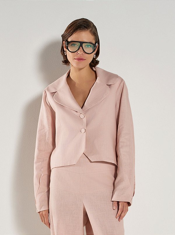 Casaco Linho Livia Rosa Claro