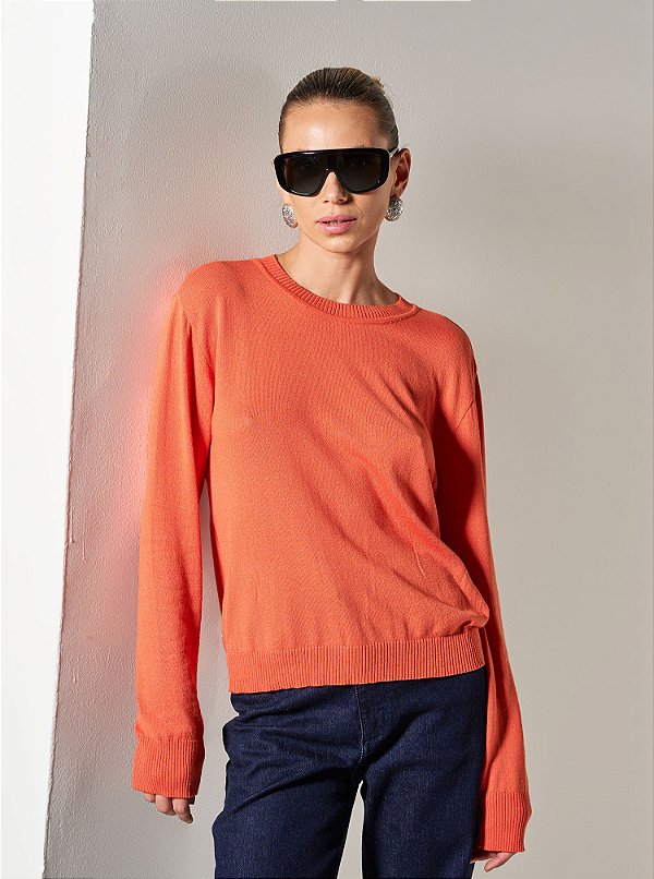 Blusa Tricot Mesh Laranja