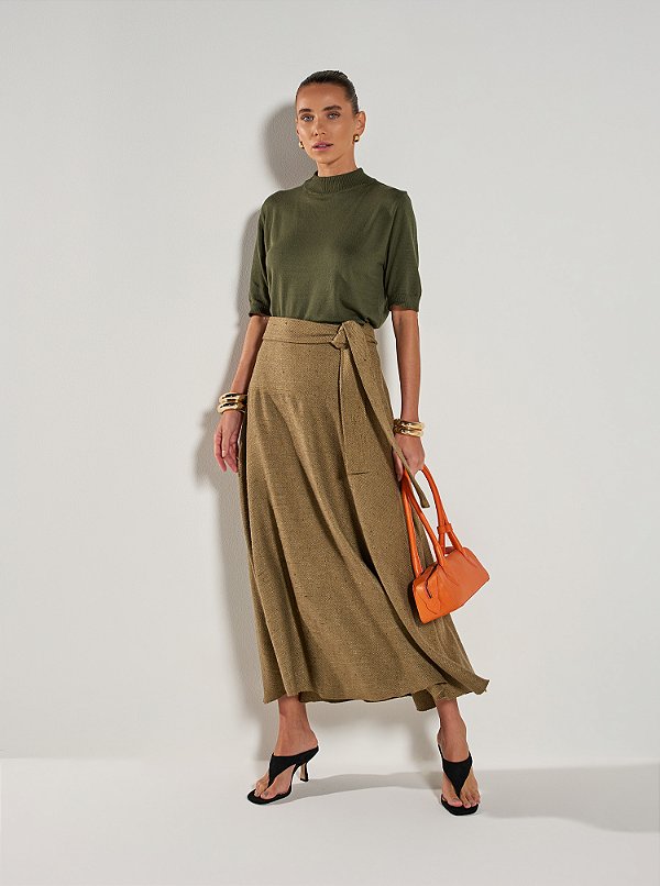Saia Midi Tweed Patricia Verde Oliva