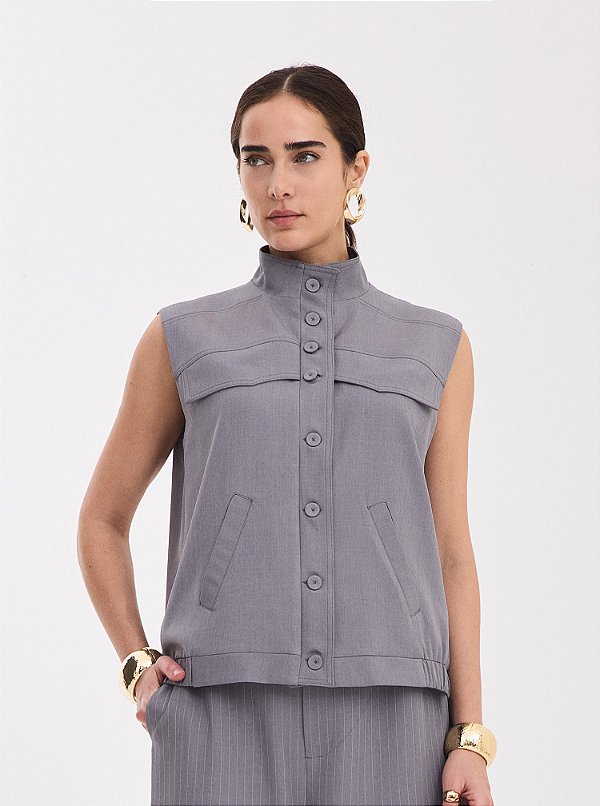 Colete Alfaiataria Antonia Cinza