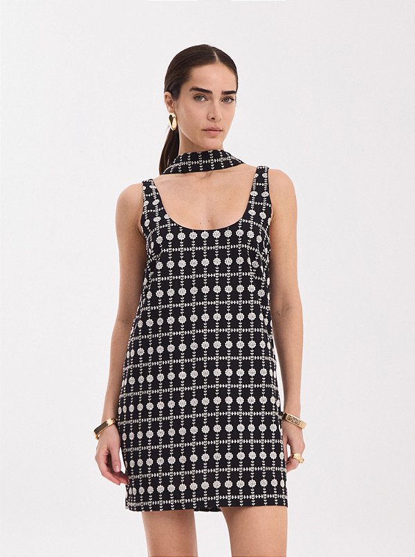 Vestido Salopete Andy Bordada Preto