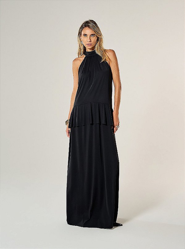 Vestido Malha Flora Preto