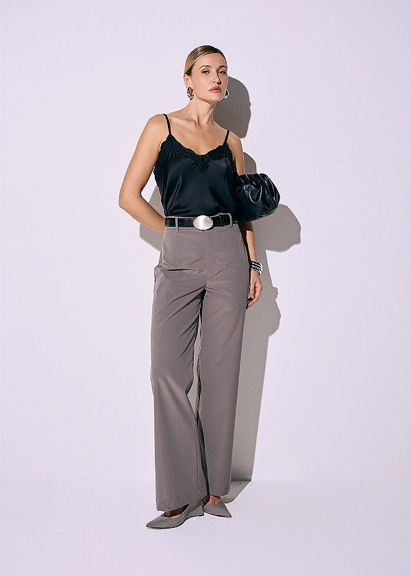 Calça Crepe Alfaiataria Selena Cinza