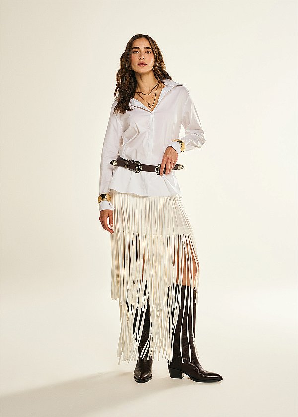 Saia Crepe Alfaiataria Moniza Off White