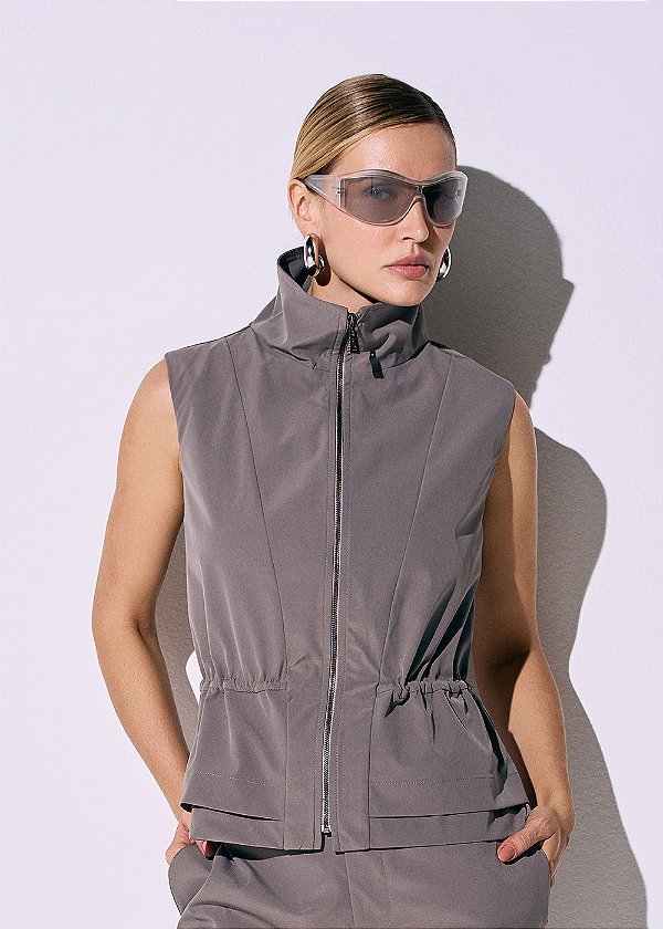 Colete Crepe de Alfaitaria Selena Cinza