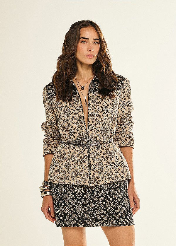 Shorts Saia Melissa Estampado Preto