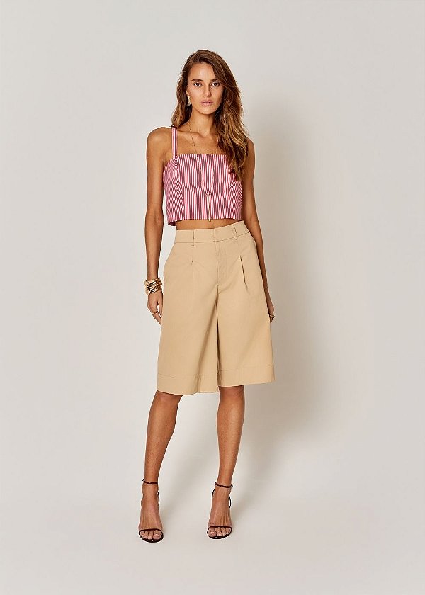Bermuda Crepe Alfaitaria Marcella Bege