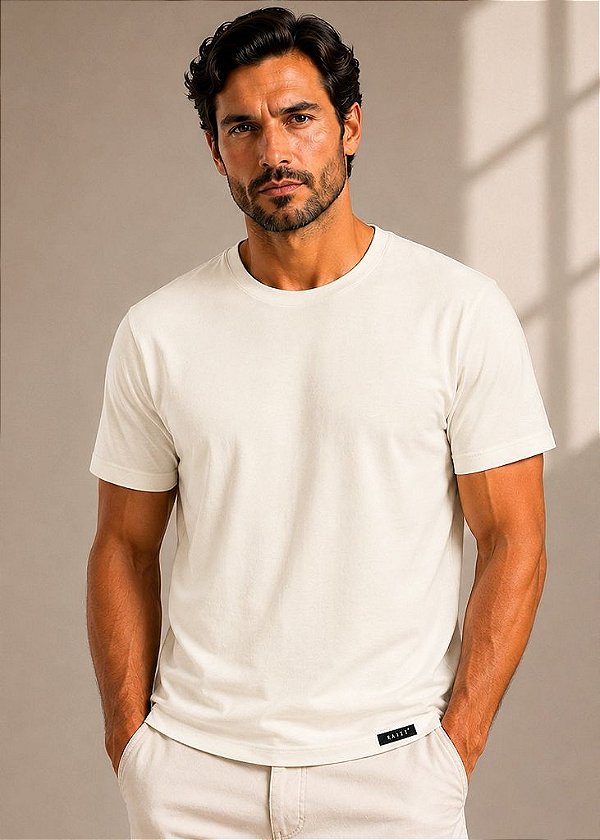 T-Shirt Malha Pima Masculina Off White