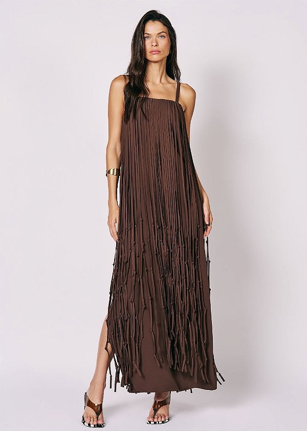 Vestido Crepe Azaleia Marrom