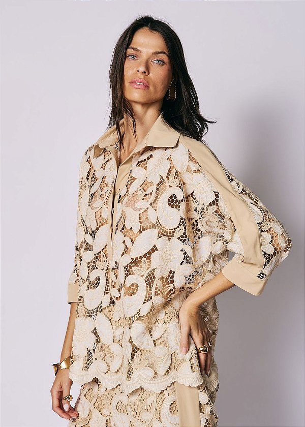 Blusa Renda Eliza Bege