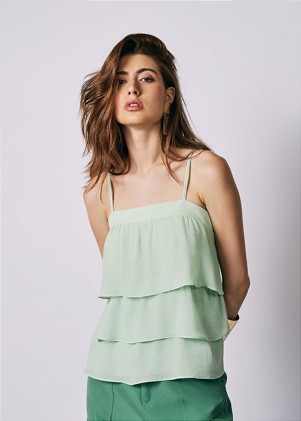 Regata Chiffon Olivia Verde Sálvia