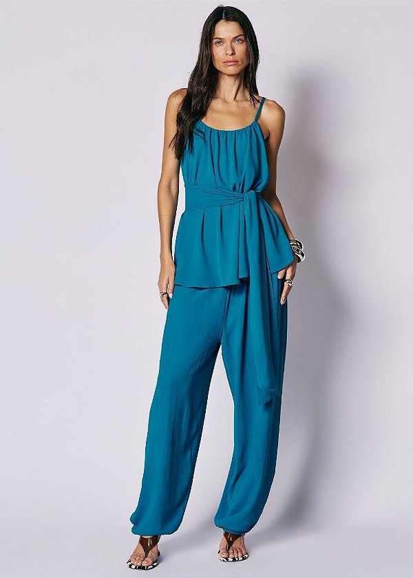 Conjunto Chiffon Charlote Turquesa