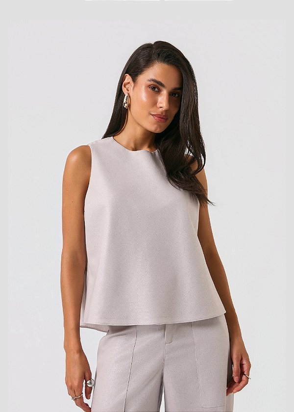 Blusa Linho Metallic Cinthia Prata