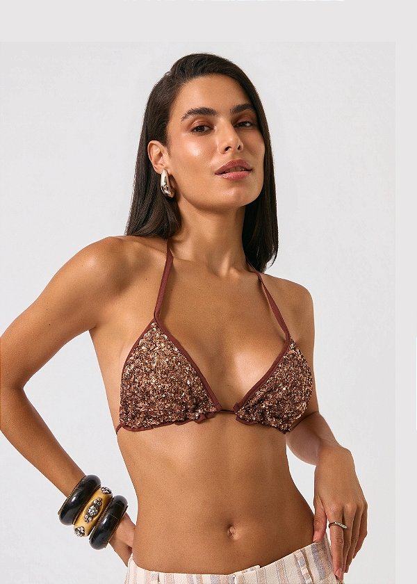 Top Paetê Malu Bronze
