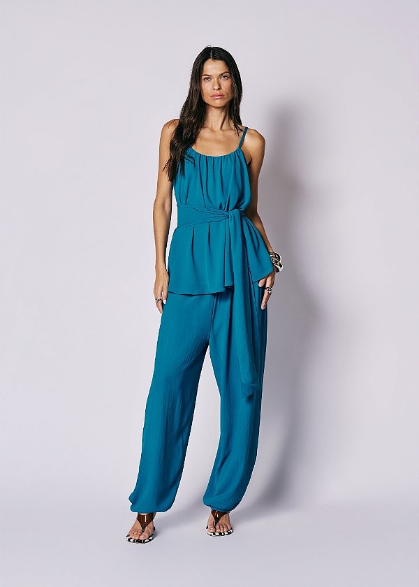 Calça Chiffon Mavie Turquesa