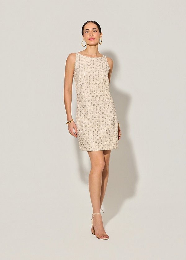 Vestido Linho Bordado Pamela Cru