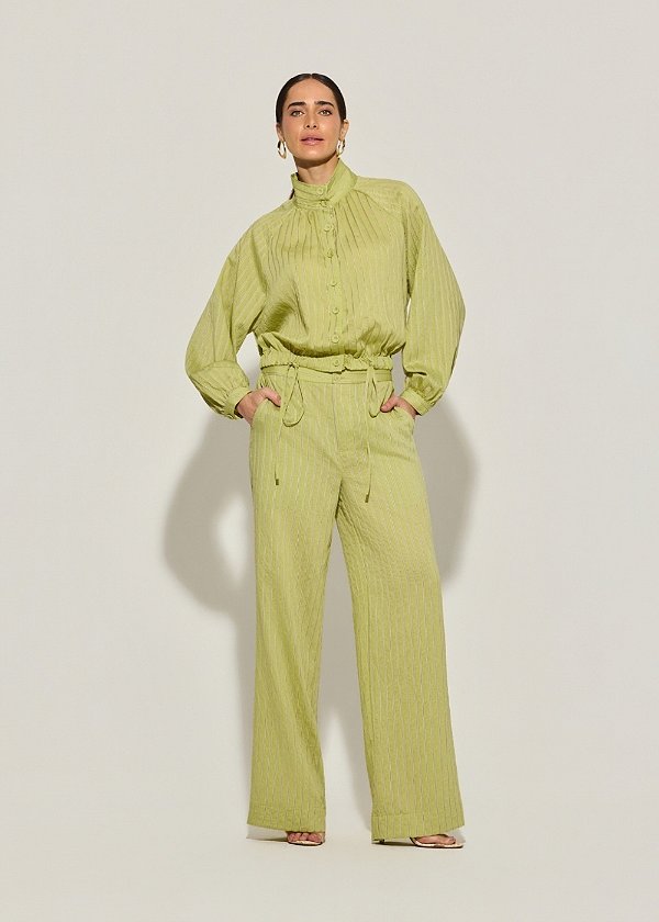 Calça Listrada Antonella Verde-Lime