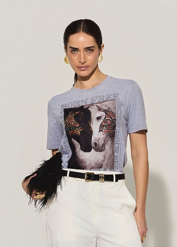 T-Shirt Malha Lígia Cinza-Claro